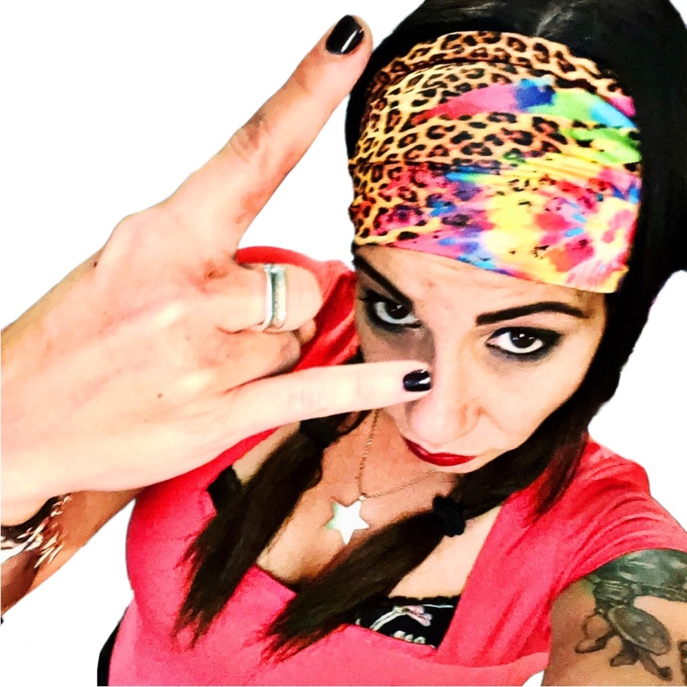 SOLD 🔥Leopard Print Tie Dye Wide Headband - Picture 1 of 5